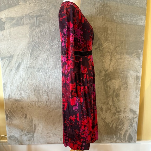 Boden Wrap Cocktail Dress Red and Black Long Sleeve V-Neck Wmn’s 4L - Picture 5 of 12